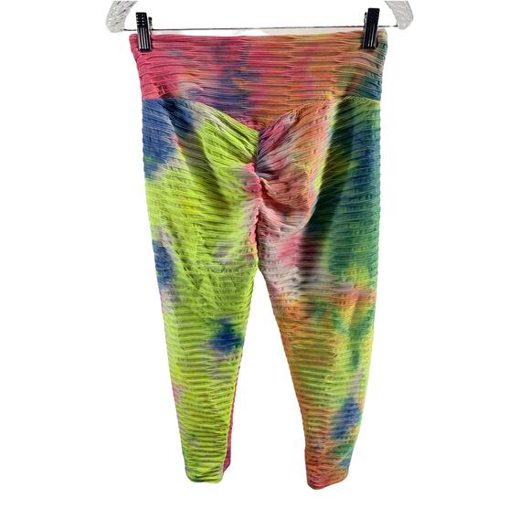Embrace Yourself Tie Dye Scrunched Ruched Tik Tok Leggings Women's Size Large - Picture 3 of 5